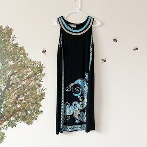 Dress barn dress size 16 blue black bead embellishment details